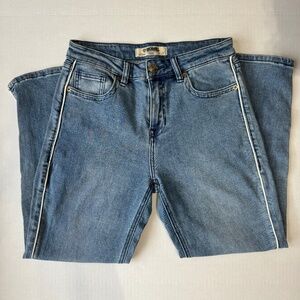 Rock & Roll Denim Women's Cropped Jeans, High Rise, Straight,  28 x 27, Striped